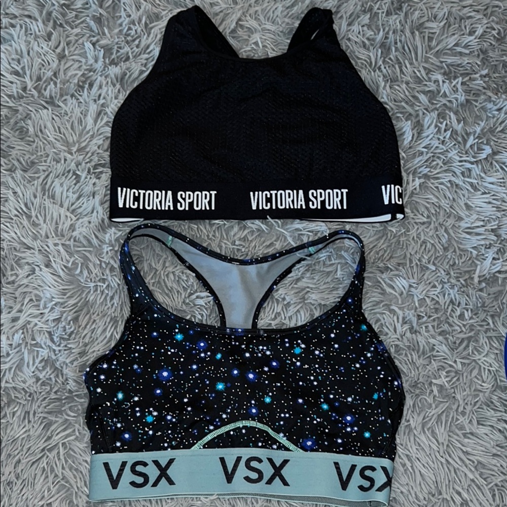 Victoria Sport Black and Starry Sports Bras both size Medium